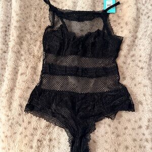 Frederick's of Hollywood Black Mesh Lace Set